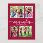 4写真コラージュ暖かい願いシンプルクリスマス ポストカード (正面)