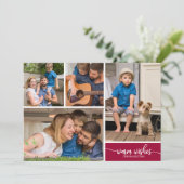 4写真コラージュ暖かい願いシンプルクリスマス 招待状 (スタンド正面)