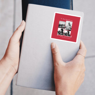 4写真コラージュ永遠ボーイフレンドのバレンタインデー スクエアシール