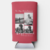 4写真コラージュ永遠ボーイフレンドのバレンタインデー スリム缶クーラー (正面)