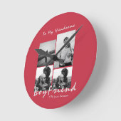 4写真コラージュ永遠ボーイフレンドのバレンタインデー ラウンド壁時計 (傾斜)