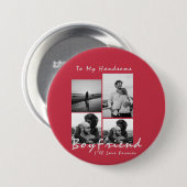 4写真コラージュ永遠ボーイフレンドのバレンタインデー 缶バッジ (正面&裏面)