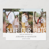 4写真シンプルエレガント救Our Date結婚's 招待状 (正面/裏面)