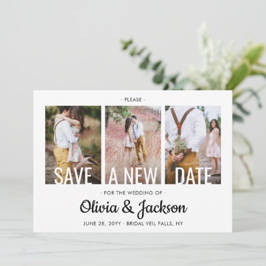 4写真シンプルモダン結婚の延期 セーブザデート (スタンド正面)