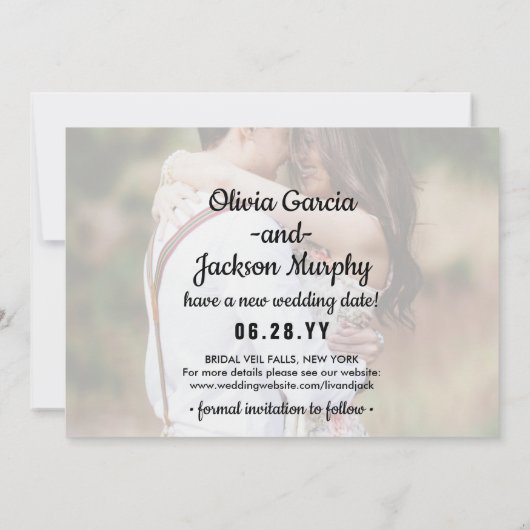 4写真シンプルモダン結婚の延期 セーブザデート (裏面)