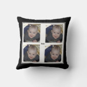 4写真テンプレート男の赤ちゃんキッズブラックギフトスロー クッション (裏面)
