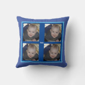 4写真テンプレート男の赤ちゃんキッズブルーギフトスロー クッション (裏面)
