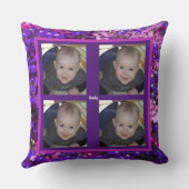 4写真テンプレート花紫ピンクギフトスロー クッション (裏面)