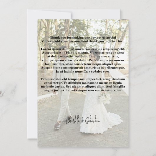 4写真パーソナライズされたと結婚メッセージ サンキューカード (裏面)