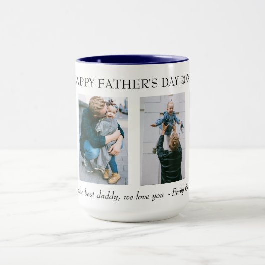 4写真パーソナライズされたコラージュ父の日の贈り物 マグカップ (中央)