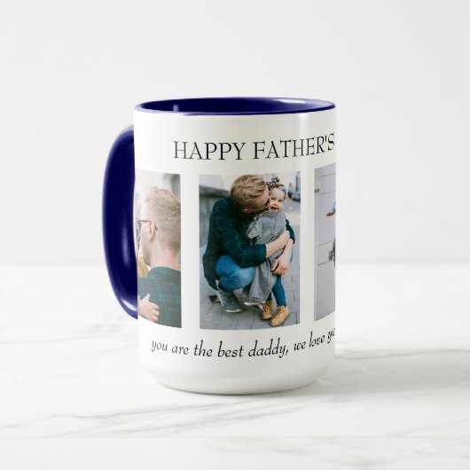 4写真パーソナライズされたコラージュ父の日の贈り物 マグカップ (正面左)