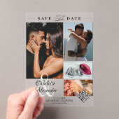 4写真パーソナライズされたコラージュ結婚式の日付を保存 アクリル招待状 (インサイチュ (ポータブル))