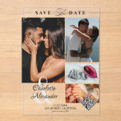 4写真パーソナライズされたコラージュ結婚式の日付を保存 アクリル招待状 (正面)