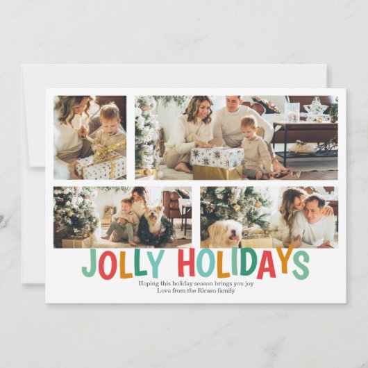 4写真パーソナライズされたホリすてきズクリスマス シーズンカード (正面)