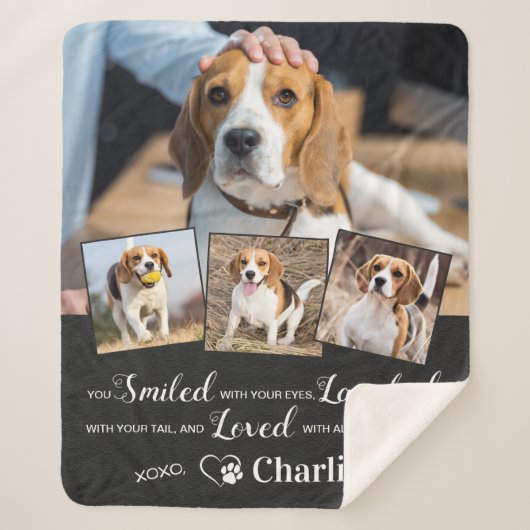 4写真パーソナライズされた追悼の詩ペット記念 シェルパブランケット (正面)