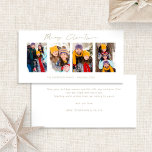 4写真フォトストリップ金ゴールドスクリプトメリークリスマス シーズンカード<br><div class="desc">コラージュ4写真フォトストリップ金ゴールドスクリプトメリークリスマス。デジタルおよび印刷で利用可能。そしてモダンミニマルな人で、メリースタイリッシュ・クリスマスの台本を用意した。サンプル写真を独自のおもしろい写真に置き換え、必要に応じて各側の残りの単語をカスタマイズする。</div>