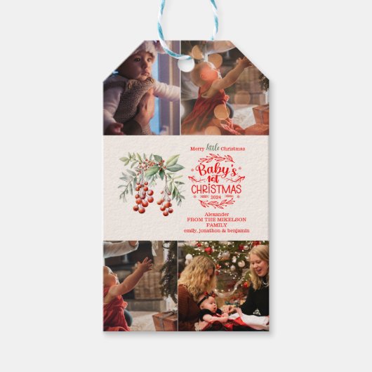 4写真フローラエレガントベビーの初めてのクリスマス ギフトタグ (正面)