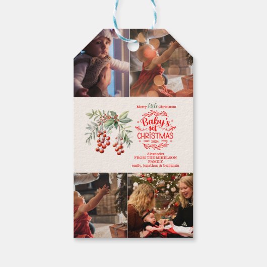 4写真フローラエレガントベビーの初めてのクリスマス ギフトタグ (裏面)