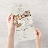 4写真ブラックアイボリースモダンクリッ結婚ト オールインワン招待状 (貼ってはがせる)