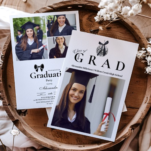 4写真ブラックボウディスコボール卒業パーティー 招待状