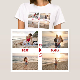 4写真マ最高のマEverハートコラージュMom Tシャツ