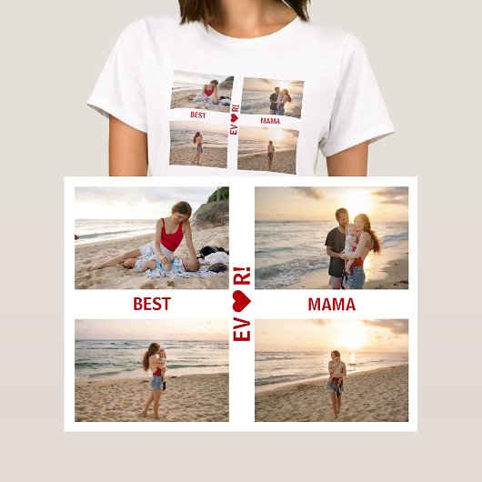 4写真マ最高のマEverハートコラージュMom Tシャツ