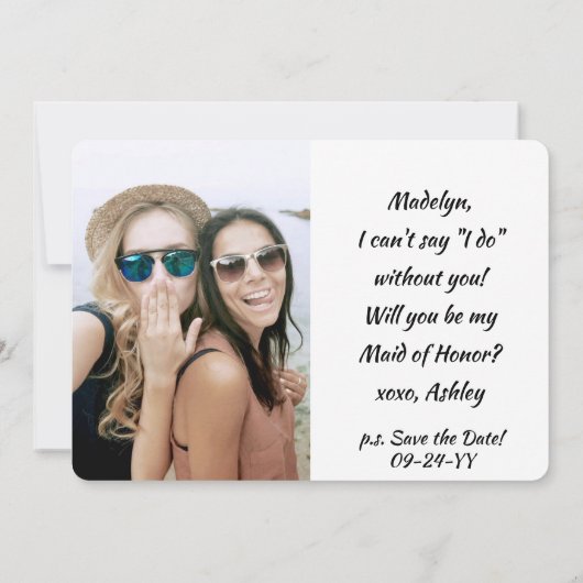 4写真メイド・オブ・オーナー（花嫁付き添い人）または花嫁の提案おもしろい 招待状 (裏面)