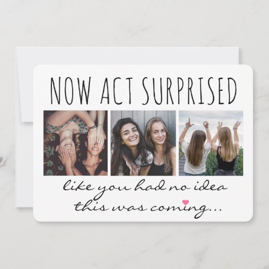 4写真メイド・オブ・オーナー（花嫁付き添い人）または花嫁の提案おもしろい 招待状 (正面)