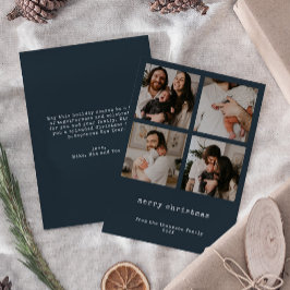 4写真メリークリスマスダークAzureホリデーカード シーズンカード