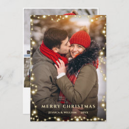 4写真メリークリスマス金ゴールド輝く挨拶 シーズンカード