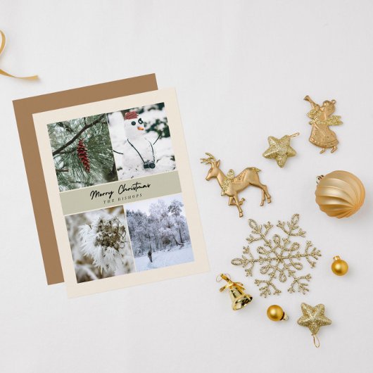 4写真メリーパーソナライズされたクリスマスグリーティング シーズンカード