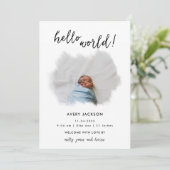 4写真モダンのシンプル誕生の発表 招待状 (スタンド正面)