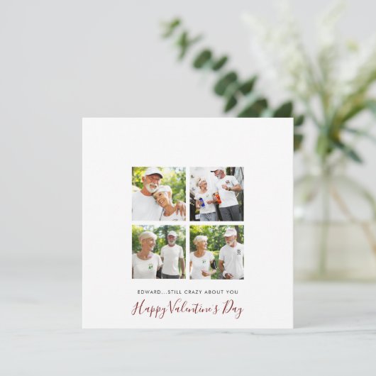 4写真モダンコラージシニアカップルのバレンタイン シーズンカード (スタンド正面)