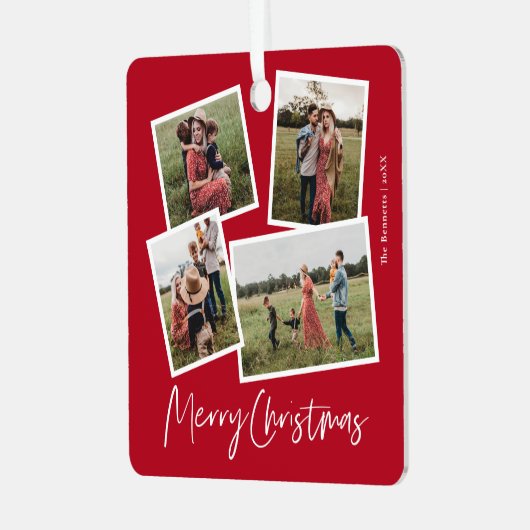 4写真モダンコラージメリークリスマス メタルオーナメント (正面左)