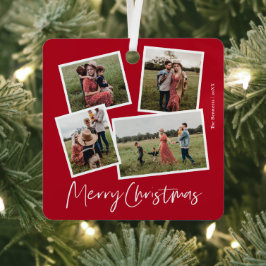 4写真モダンコラージメリークリスマス メタルオーナメント
