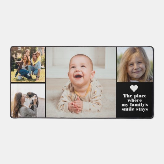 4写真モダンコラージュと文字モノグラカスタムム デスクマット (正面)