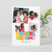 4写真モダンコラージュと明るいメリークリスマス シーズンカード (スタンド正面)