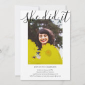 4写真モダンコラージュのスクリプエレガントトの卒業 招待状 (裏面)