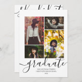 4写真モダンコラージュのスクリプエレガントトの卒業 招待状 (正面/裏面)