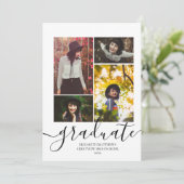 4写真モダンコラージュのスクリプエレガントトの卒業 招待状 (スタンド正面)