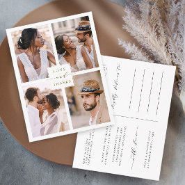 4写真モダンコラージュの金ゴールド結婚に感謝 ポストカード