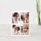 4写真モダンコラージュの金ゴールド結婚の サンキューカード (正面)