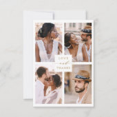 4写真モダンコラージュの金ゴールド結婚の サンキューカード (正面)