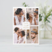 4写真モダンコラージュの金ゴールド結婚の サンキューカード (スタンド正面)