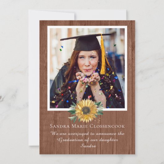 4写真モダンコラージュひまわり卒業式あのう 案内状 (裏面)