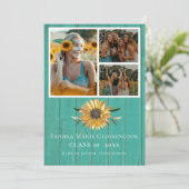 4写真モダンコラージュひまわり卒業式あのう 案内状 (スタンド正面)