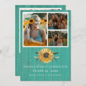 4写真モダンコラージュひまわり卒業式あのう 案内状 (正面/裏面)