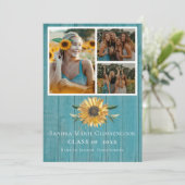 4写真モダンコラージュひまわり卒業式あのう 案内状 (スタンド正面)