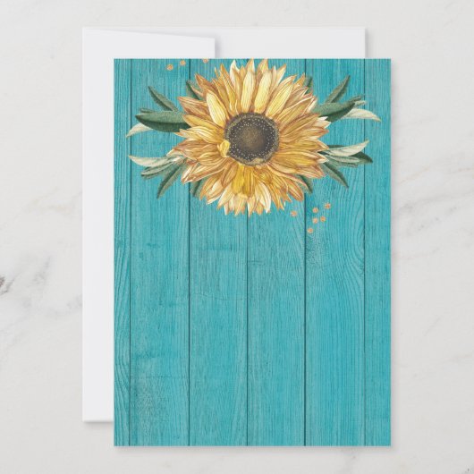 4写真モダンコラージュひまわり誕生日パーティーAn 招待状 (裏面)