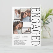 4写真モダンコラージュ白黒婚約 案内状 (スタンド正面)